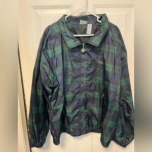 Jerzees Green and Blue Plaid windbreaker  Jacket 2x